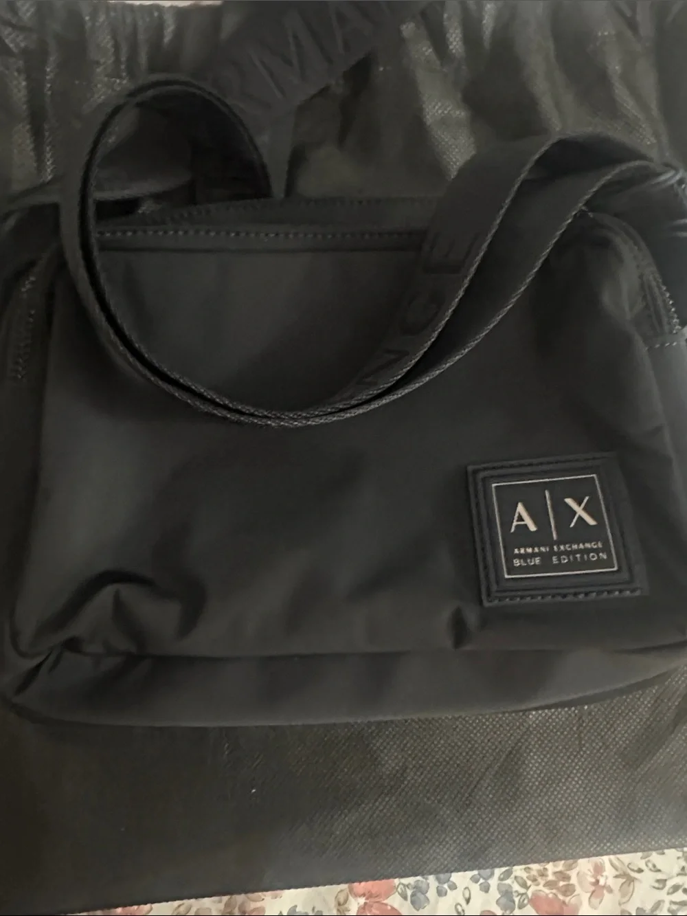 Armani Exchange Black Nylon Messenger Crossbody Bag